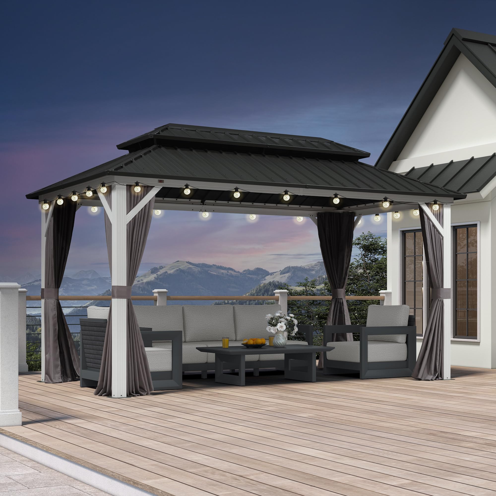 Amazon.com : PURPLE LEAF Hardtop Gazebo 8' x 14' Pavilion White